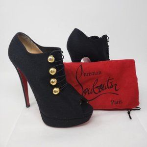 Christian Louboutin Black Woven Peep-toe